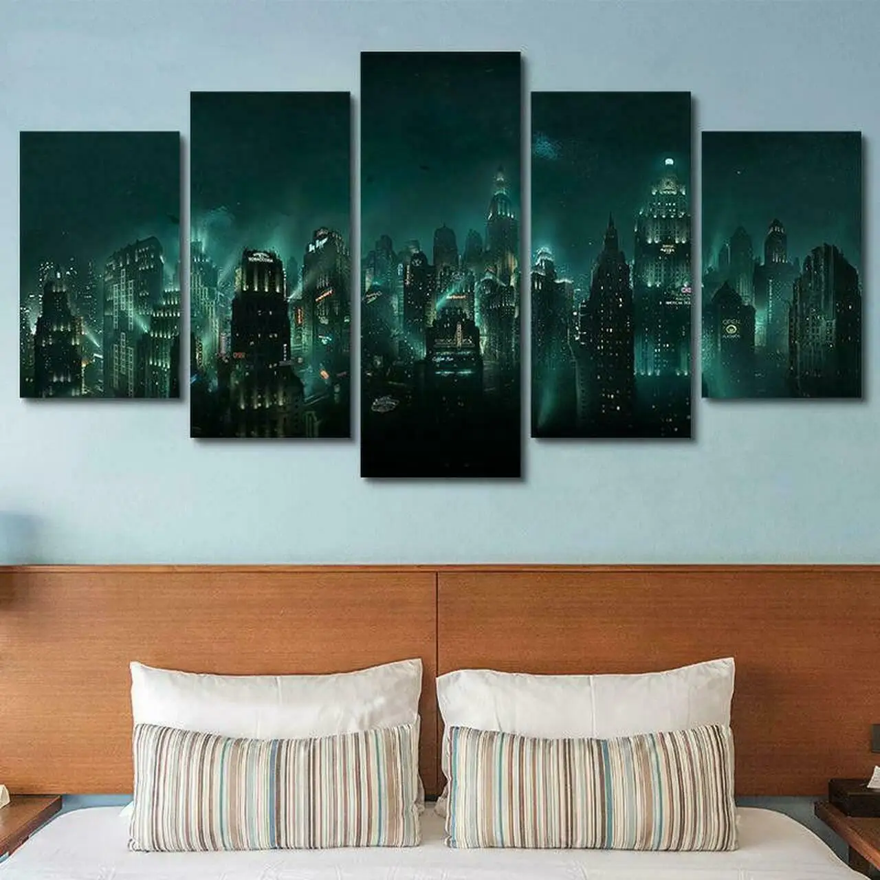 

Abstract Dark City 5 Pcs Canvas Picture Print Wall Art Canvas Painting Wall Decor for Living Room No Framed
