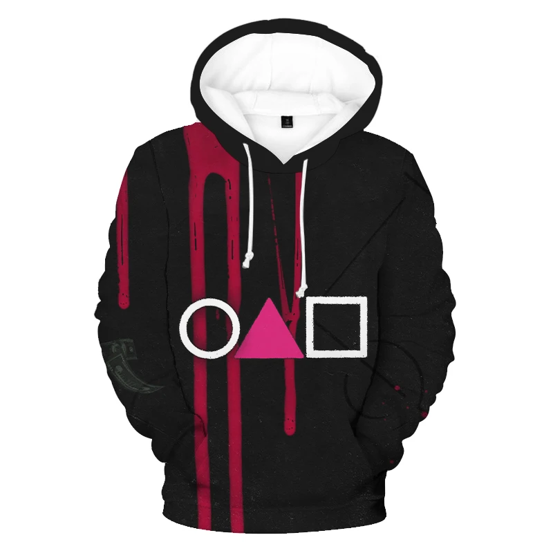 

2021 autumn new 3D parent-child outfit squid game pattern fashion couple outfit unisex casual sports sweater hoodie
