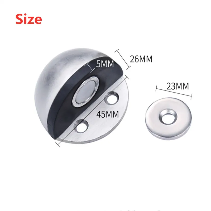 

Stainless Steel Rubber Magnetic Door Stopper Non Punching Sticker Hidden Door Holders Floor Mounted Nail-free Door Stops