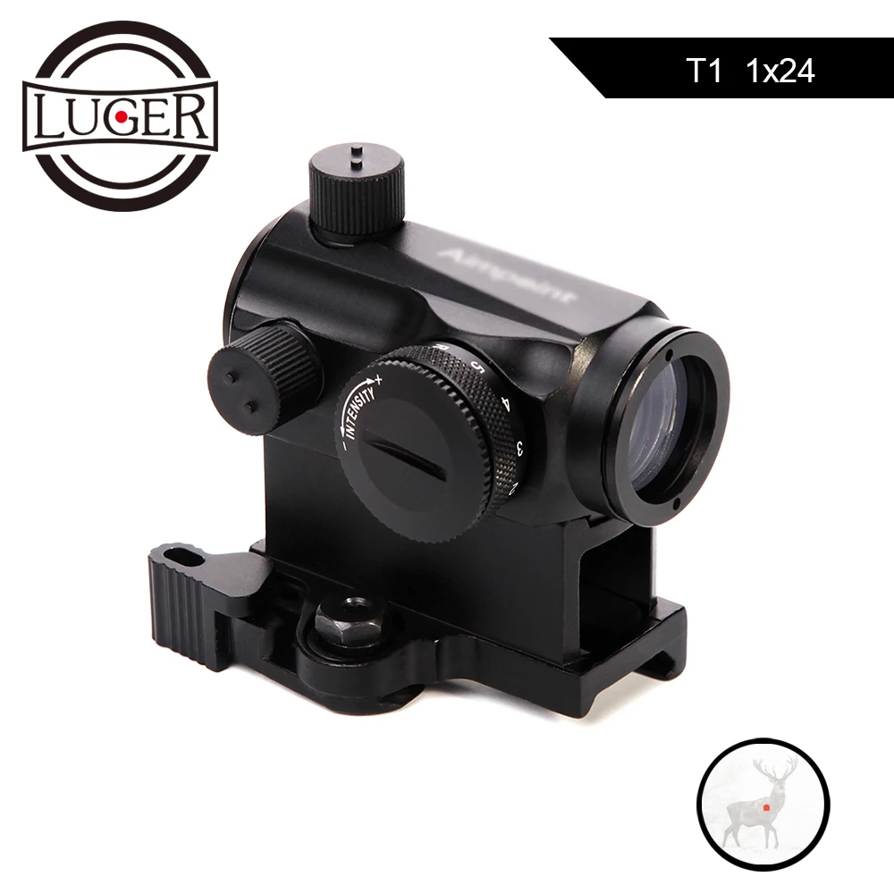 Тактический быстросъемный мини прицел LUGER с красной точкой 1X24 компактный