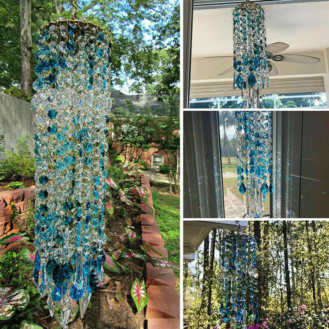 

Colorful Crystal Wind Chimes Home Garden Patio Lawn Hanging Decoration Ornament Outdoor Indoor Living Room Bedroom Pendant