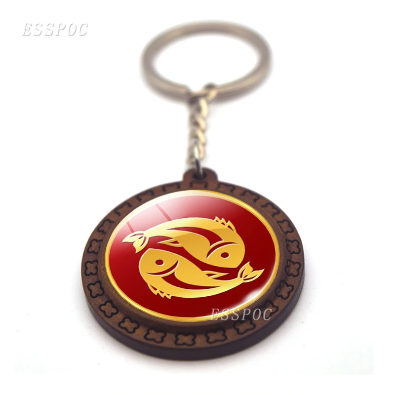 Цепочка для ключей ручной работы мужчин и женщин деревянная цепь с 12 созвездиями