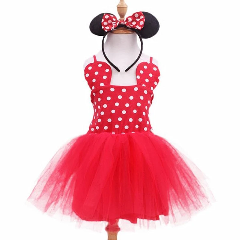 Хлопковое платье на подтяжках с рисунком Минни Маус для маленьких девочек ручная