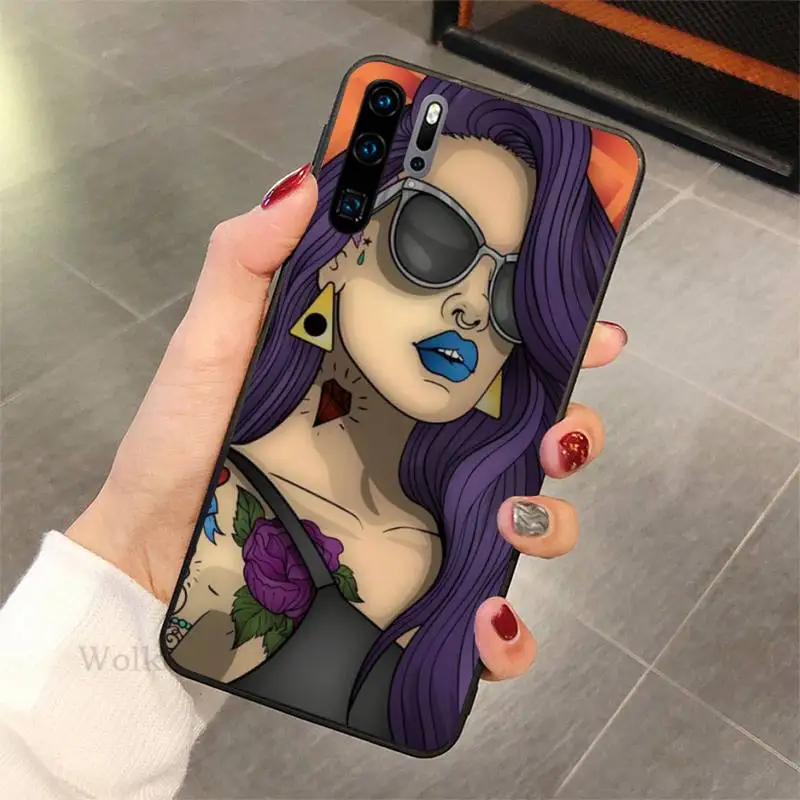 

Sexy Sleeve Tattoo Girl Phone Case For redmi 5 plus 6 7 8 8A 9A note 7 8T 9S pro max Black Soft nax fundas cover