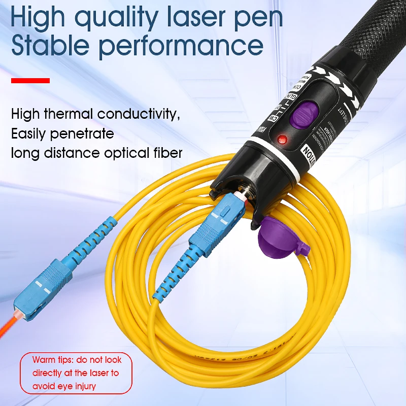 Visual Fault Locator 30mW Fiber Optic Cable Tester 30KM Range Red Laser Light Pen Type SC/FC/ST