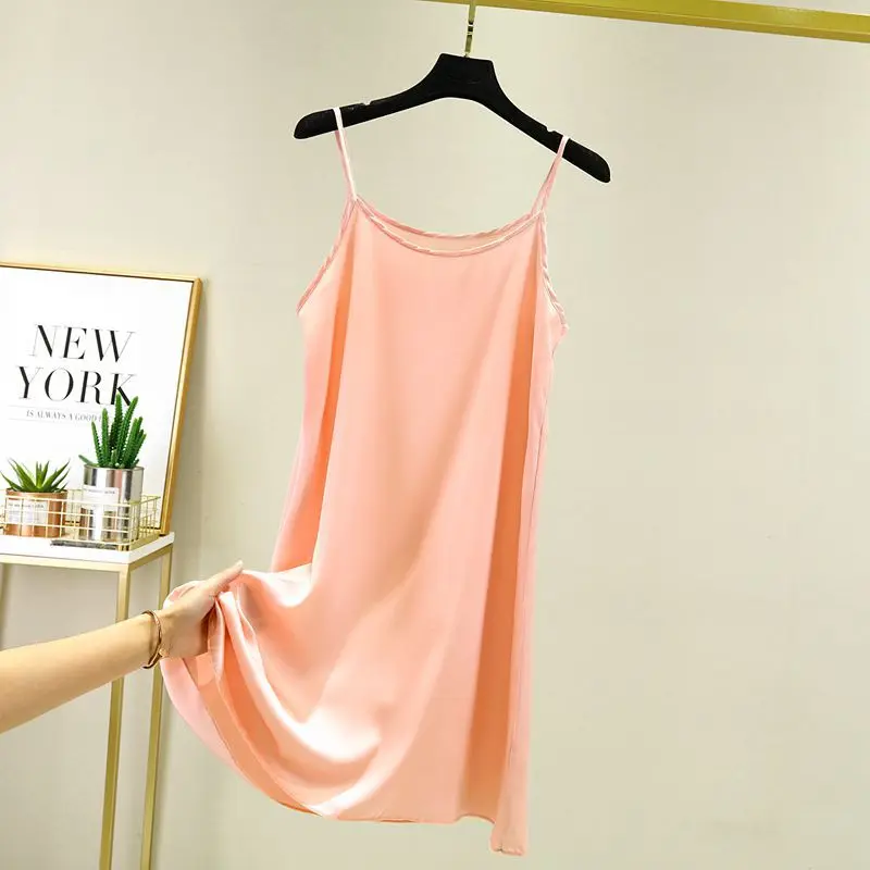 

Satin Nightwear Female Nightdress Sexy Spaghetti Strap Nightgown Suspender Casual Sleepwear Silky Intimate Lingerie Home Wear