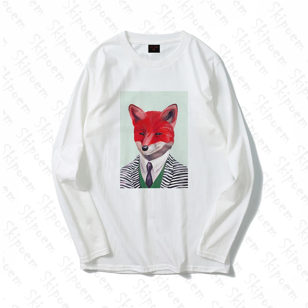 Женская футболка в стиле Харадзюку Mr. Fox и Rabbit Винтажная панк с длинными рукавами