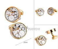 yixiyoyi mechanical watch movement cufflinks for mens shirt cuff functional watch mechanism cuff links designer fashion jewelry