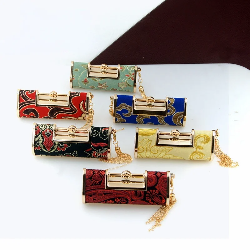 

Chinese style concentric lock lipstick empty tube with tassels Press the lipstick tube container Empty cosmetic bottles