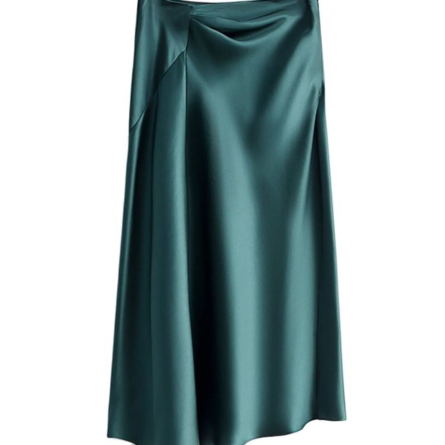 Женская атласная юбка с высокой талией черная или зеленая элегантная длинная
