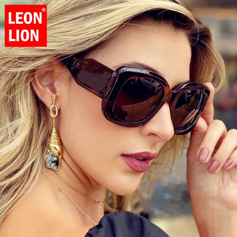

LeonLion Oversized Glasses Women 2021 Brand Designer Sunglasses Women/Men Luxury Oversized Eyewear Vintage Gafas De Sol Mujer