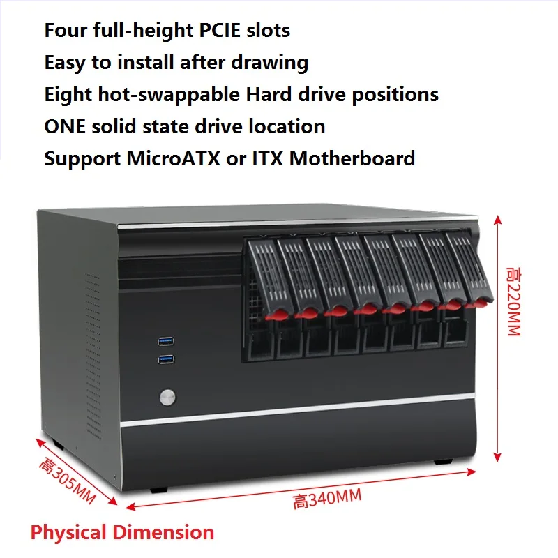 NAS чехол с поддержкой материнской платы MicroATX /ITX Полный восемь графических