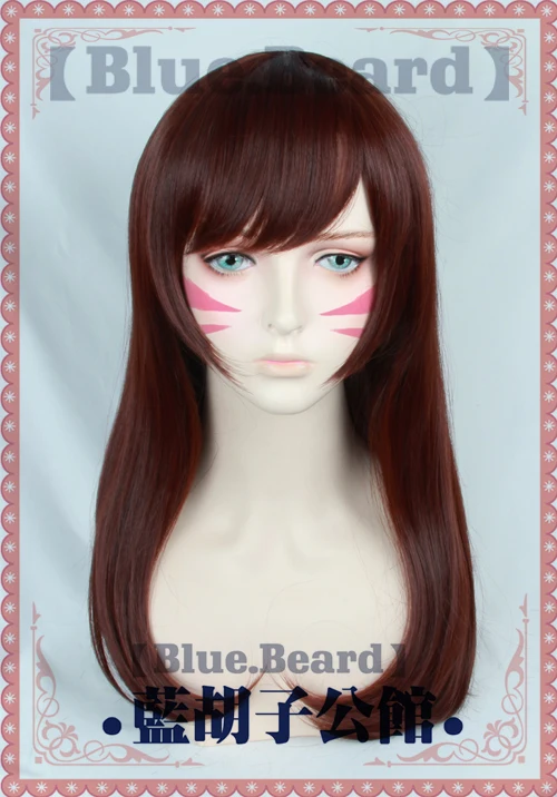 Парики для косплея Overwatch DVa из высокотемпературного волокна синтетические волосы