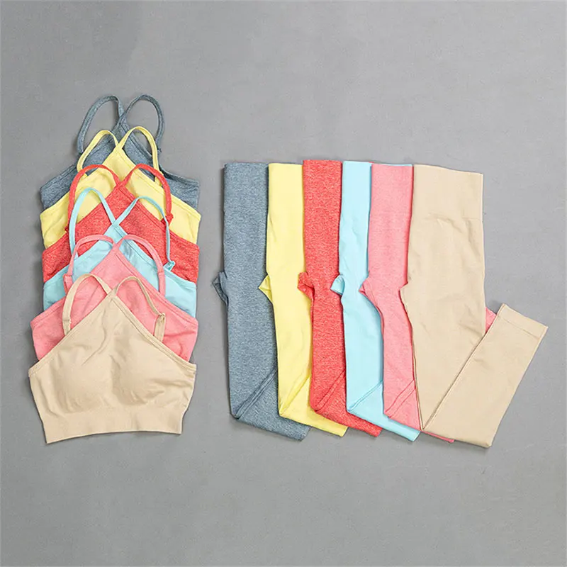 

Женская спортивная одежда, комплект для йоги, одежда для спортзала, спортивный костюм, короткий топ с длинным рукавом, бесшовные леггинсы с ...