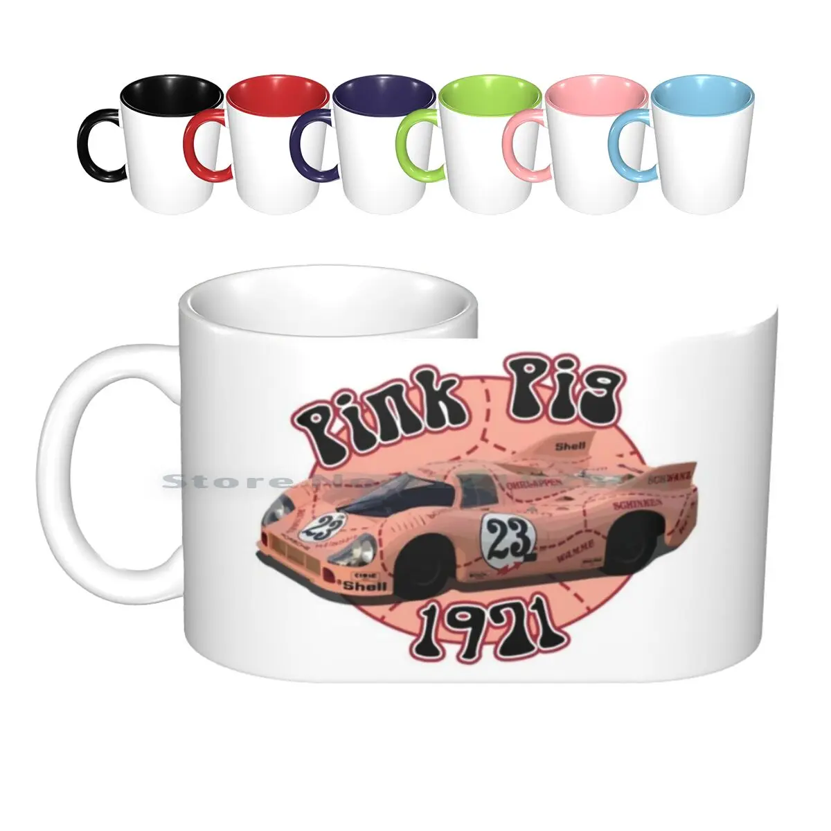 

Розовая свинья 1971 керамические кружки гоночный автомобиль кофейные чашки Кружка для молока чая гоночная кружка для Le Mans свинья фотография ...