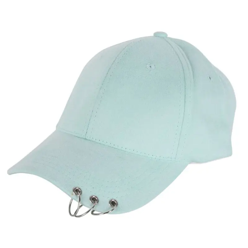 Hot Unisex Solid Ring Safety Pin Curved Hats Climbing Cap Men Women Suede Caps Sport |
