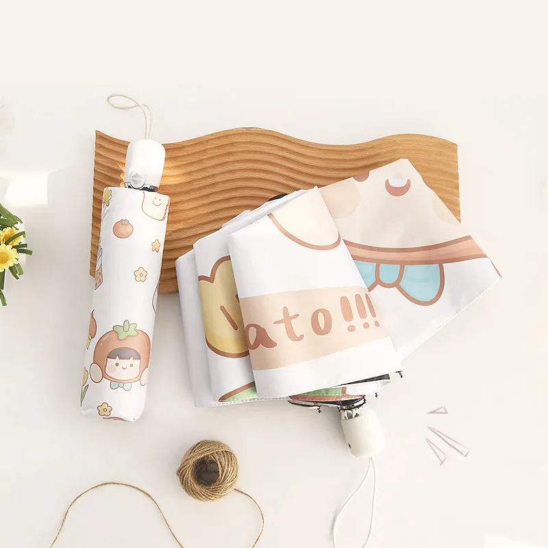 

Милый портативный зонт от солнца для девочек, для женщин и мужчин, дорожный Карманный Детский зонтик от дождя, полностью автоматический скл...