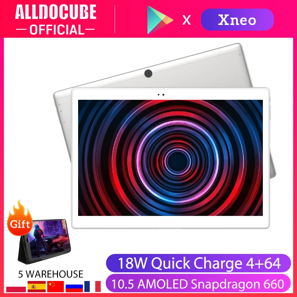 

ALLDOCUBE X NEO 4G LTE 10.5 inch 2.5K 2560*1600 Super AMOLED Screen Ultra Slim Tablet PC Android 9.0 4GB RAM 64GB ROM Dual SIM