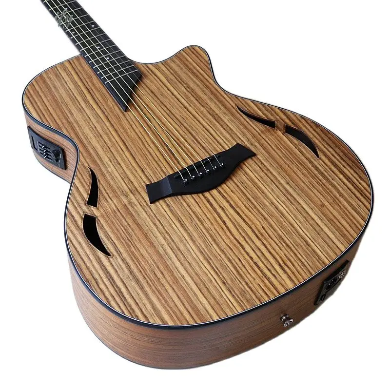 hickory top jazz 40 zoll akustische elektrische gitarre 6 string akustische gitarre natürliche farbe folk gitarre mit doppel sound loch free glob
