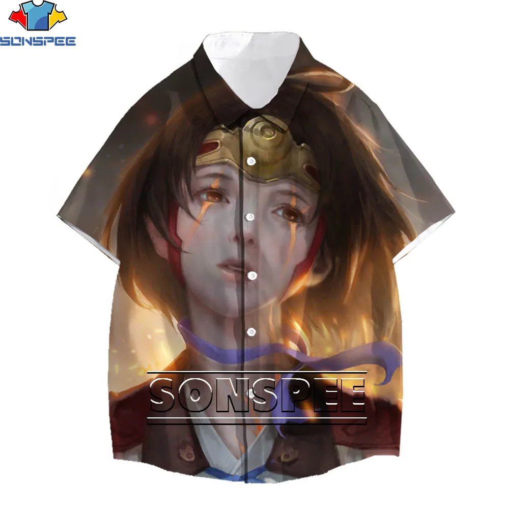 

SONSPEE Japanese Anime Costume 3D Printing Kabaneri of the Iron Fortress Kawaii Loli Shirt Summer Loose Casual Street Hawaiian T