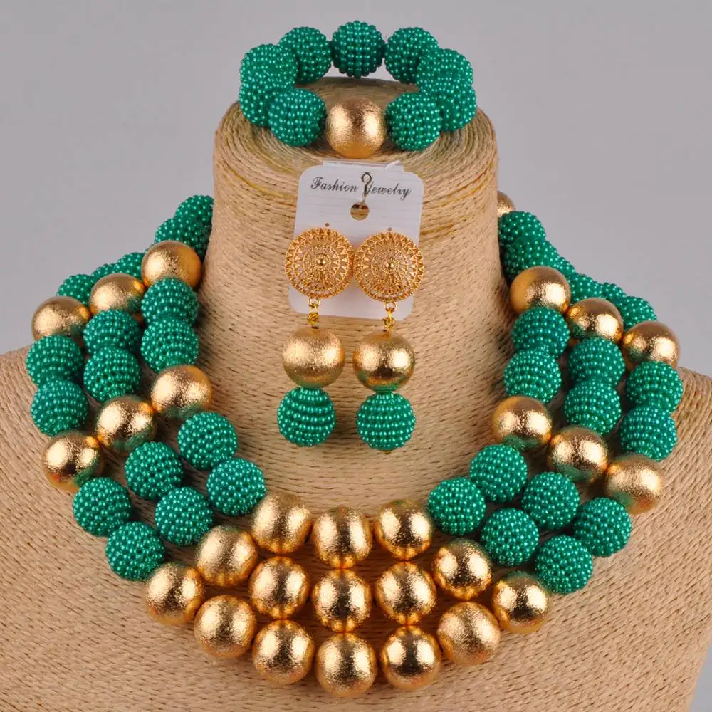 Бирюзовые зеленые Африканские бусы ювелирный набор имитация жемчуга ожерелье
