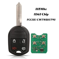 jingyuqin 4 buttons 315mhz for ford edeg escape expedition explorer flex fusion mustan taurus fob id63 chip remote smart car key