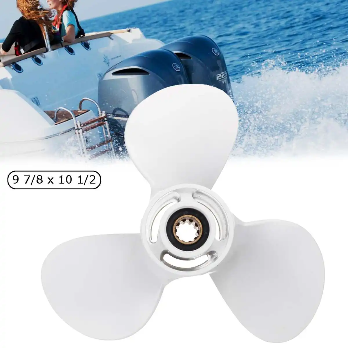 

9 7/8 x 10 1/2 Outboard Propeller For Yamaha 20-30HP 664-45945-00-EL Aluminum Alloy White 10 Spline Tooth Marine Propeller