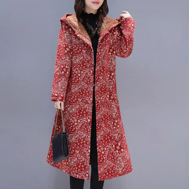 EaseHut/осенне-зимнее длинное пальто с принтом пейсли и цветочным винтажные