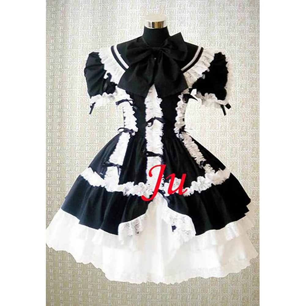 

fondcosplay Sissy Maid Gothic Lolita Punk Fashion black cotton Dress Cosplay Costume Tailor-made[CK773]