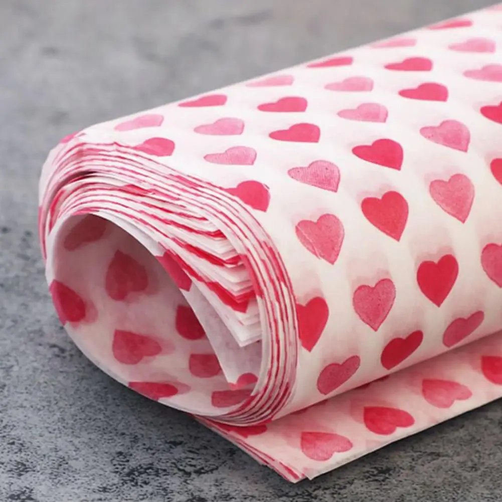 

50Pcs/Bag Wax Paper Heart Pattern Non Stick Food Wrapping Oil Proof Dry Hamburger Paper for Picnic