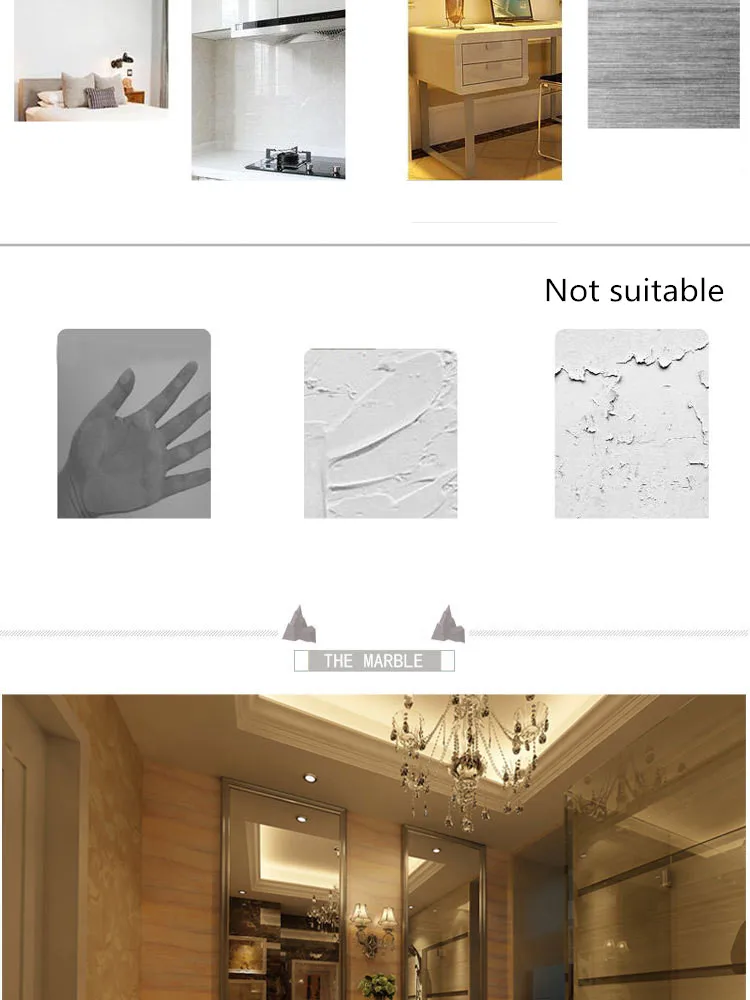 Thickened waterproof self-adhesive wallpaper marble sticker oil proof high temperature resistant kitchen furniture decoration