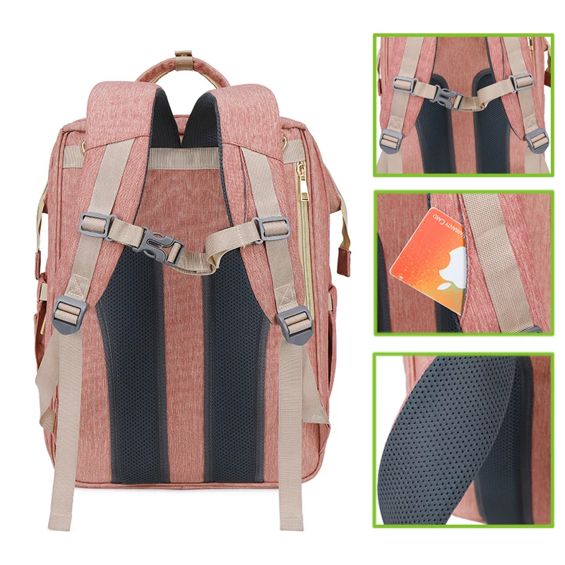 

Luxurious Baby Diaper Bag With Changing Station Maternity Backpack With Baby Crib Moms Foldable Dropshipping Bed Stroller Bags