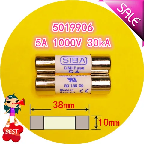 

Fuse 5 a 1000 v 30 ka 5019906 10 x38mm ceramic fuse tube molten core