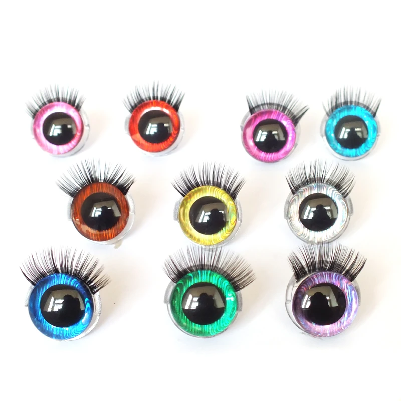 Juego de 20 ojos 3D de 20mm, Ojos de seguridad con pesta&ntilde;as, parpadeantes para Amigurumi, Animal de peluche de ganchillo, accesorios para mu&ntilde;ecas-0