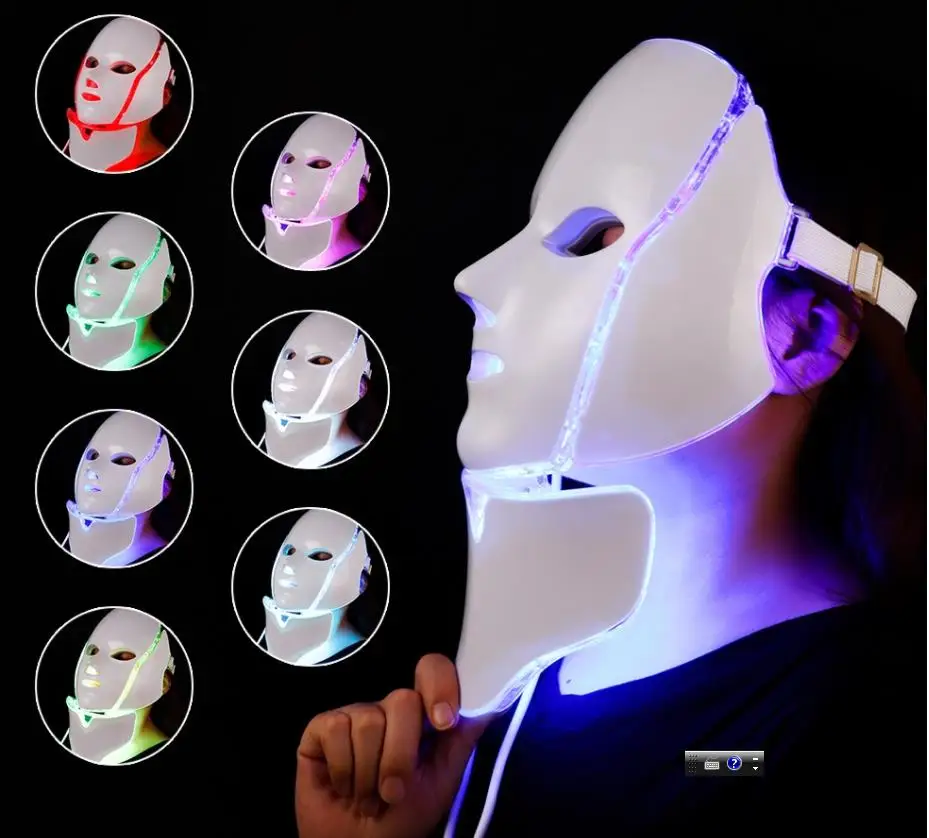 

7 Colors Light LED Facial Mask With Neck Skin Rejuvenation Face Care Treatment Beauty Anti Acne Therapy Whitening