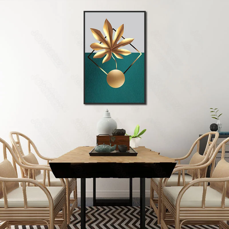 

European stereo leaves flower color painting color bottom canvas poster and print wall decoration living room furniture