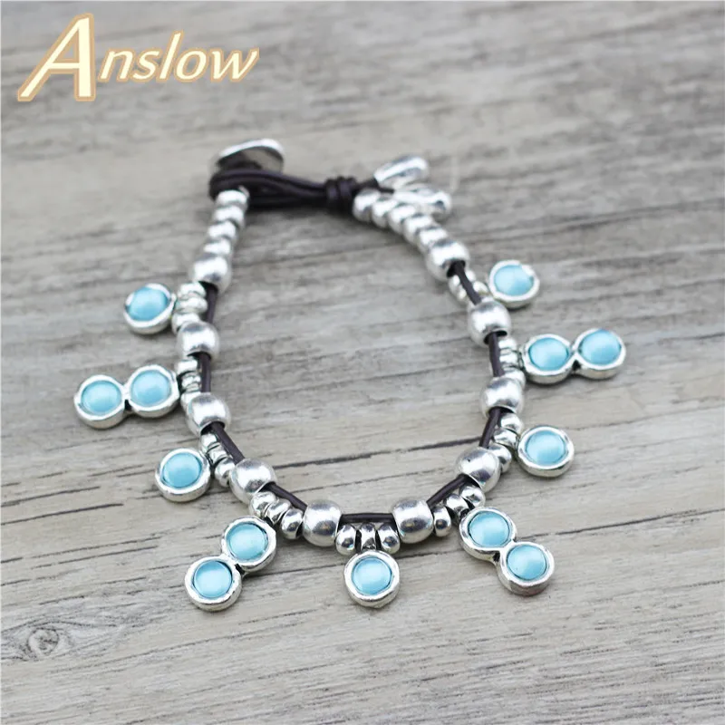 

Anslow Original Design Colorful Rainbow Acrylic Beads For Women Best Friendship Leather Bracelet Mothers' Day GiftLOW0806LB