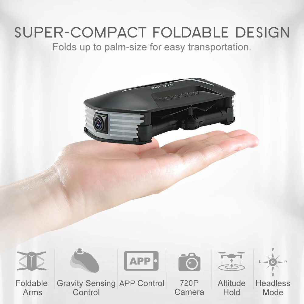 JJRC BABY ELFIE Радиоуправляемый Дрон для селфи с HD FPV Квадрокоптер мини карманный