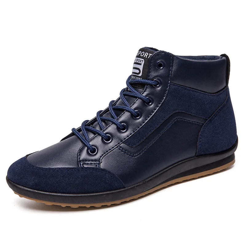 M07 Dark blue Ботильоны мужские ботинки зимние ботинки без шнуровки для мужчин высокие мужские кроссовки зимняя мужская обувь сапоги для взрослых мужчин 39 S размера плюс 45 46 - Цвет: M07 Dark blue