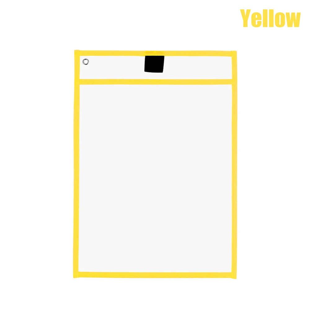 3PCS YELLOW 3 шт многоразовые сухие стираемые карманы прозрачные доски для рисования для записей и протирания сухая кисть сумка карман для файлов для обучения детей пастели - Цвет: 3PCS YELLOW