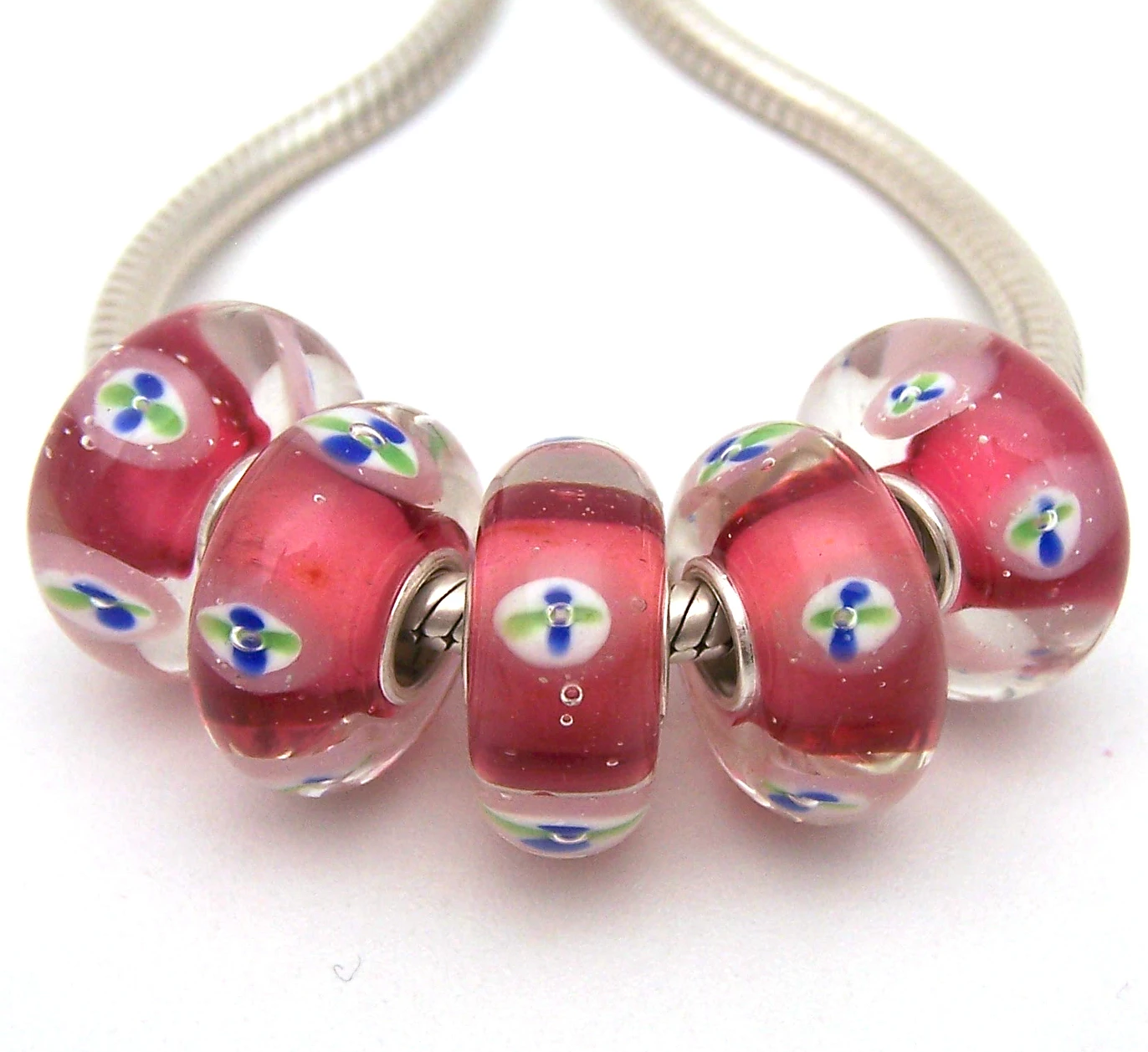 

JGWG1316 5X 100% Authenticity S925 Sterling Silver Beads Murano Glass beads Fit European Charms Bracelet diy jewelry Lampwork