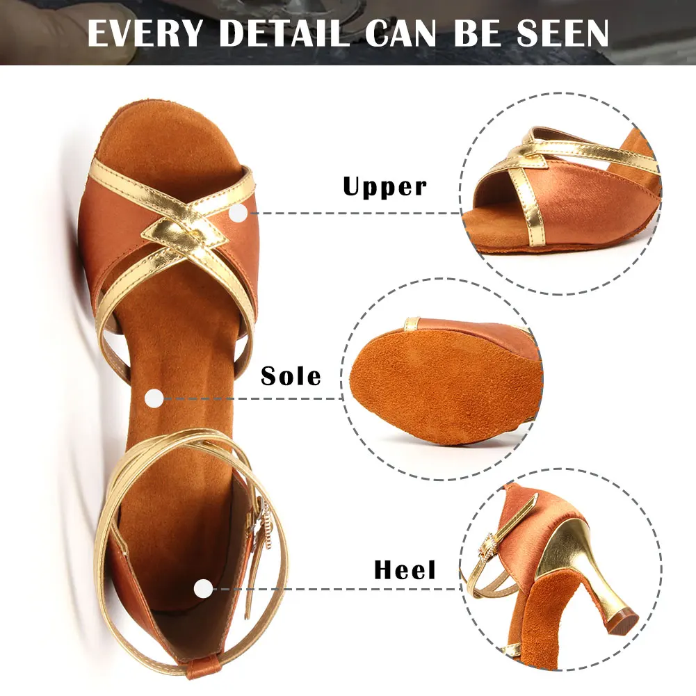 SWDZM Hot Women Latin Dance Shoes Salsa Cha Cha Ballroom Dancing Shoes Tango Dance Shoes For Ladies Girls Heeled 5/7/8.5cm