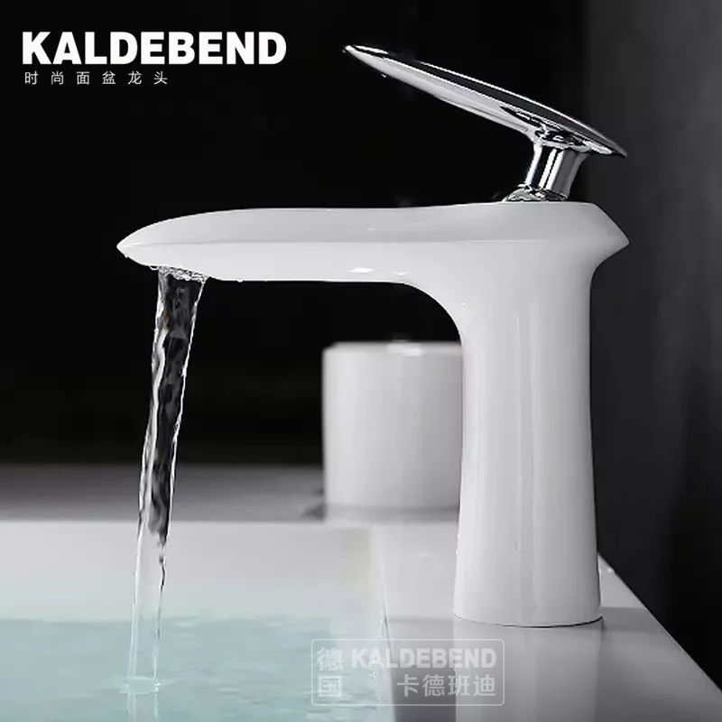 

Fashion Basin Faucet Low-Profile Mixing Faucet Bathroom Wash Basin Basin Creative White Copper Faucet Hot And Cold Water Faucet