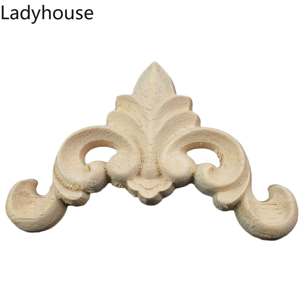 

10PCS 5cm 8cm Woodcarving Corner Decal Unpainted Wood Carved Decal Onlay Applique Frame Furniture Cabinet Door Decor Craft