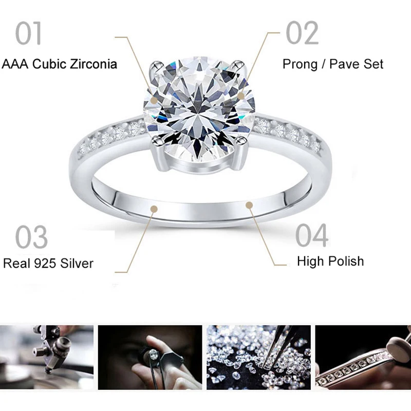 SL 4 коготь обручальные кольца для женщин S925 стерлингового серебра обручальное