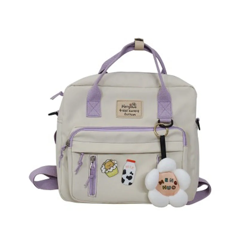 

New Lovely Multifunctional Backpack Teenage Girl Ring Buckle Portable Travel Bag Female Small Schoolbag Badge Women Backpacks