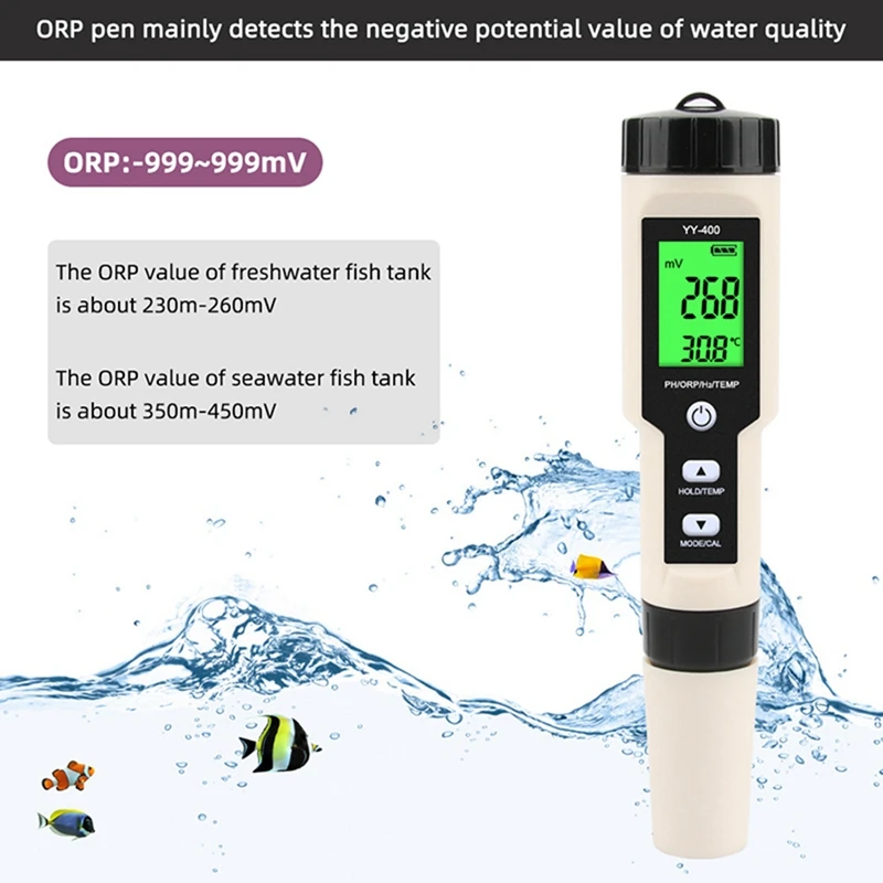 New YY-400 Hydrogen Ion Concentration Water Quality Test Pen PH/ORP/H2 and TEM 4 in 1 Digital Drinking Meter | Инструменты