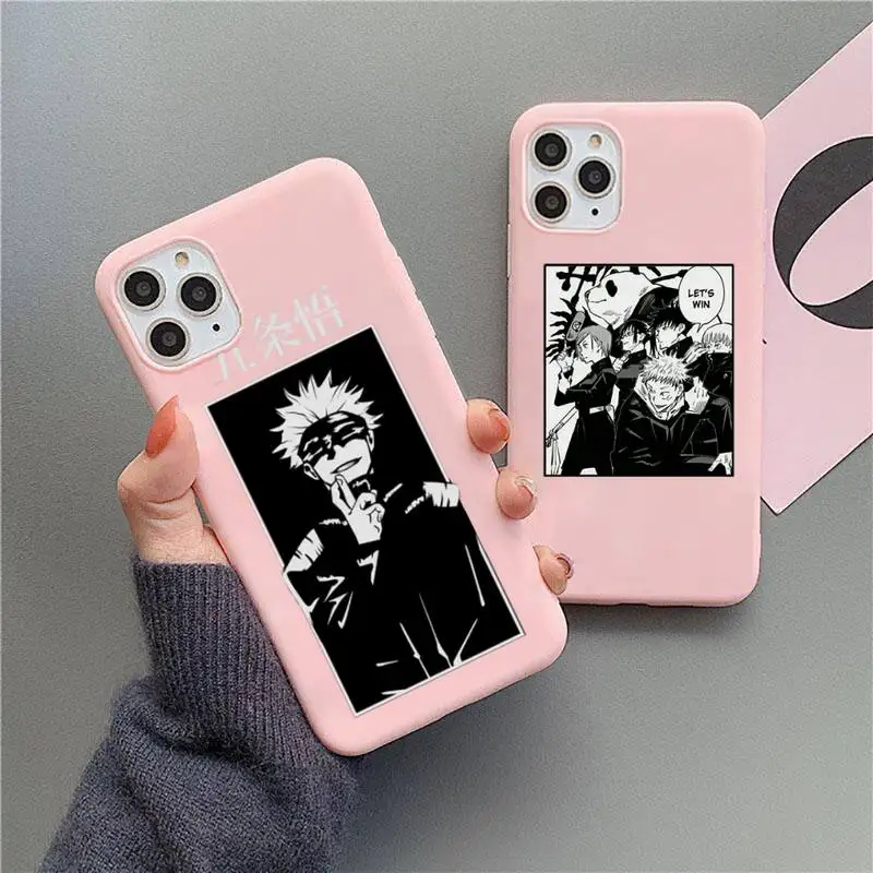 

Jujutsu Kaisen anime Phone Case Candy Color for iPhone 6 7 8 11 12 s mini pro X XS XR MAX Plus