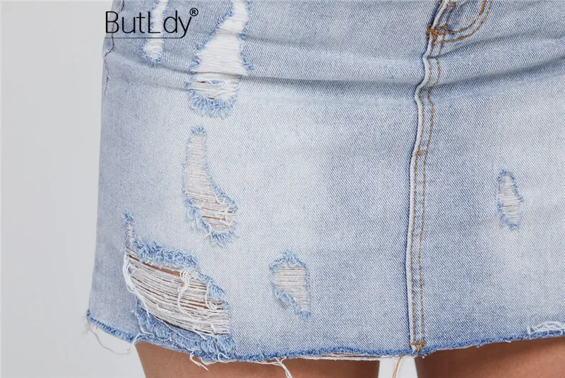

Jeans Skirt Distressed Hole Short Denim Skirt Women Ripped Casual Bodycon Wrap Skirt Summer 2020 Sexy Vintage Mini Pencil Skirt