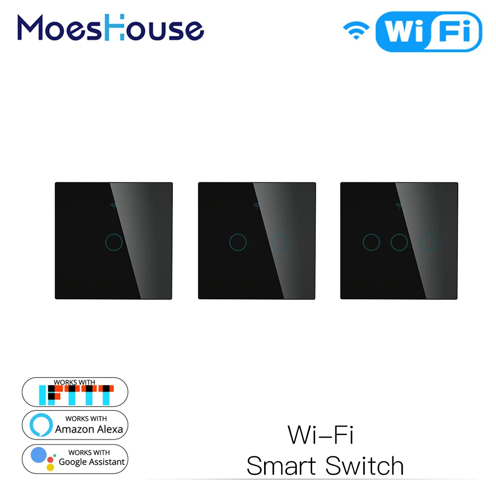 Умный настенный сенсорный светильник ель черный выключатель с Wi Fi совместим Smart